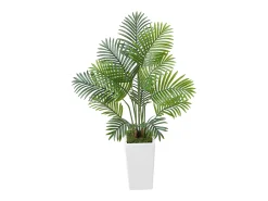 Palmeira Artificial Areca SucceBuy, 1,2 m, Planta Artificial Tropical em Vaso Branco, Lote de 2, Falsa Árvore Tropical Palmeira Areca, Planta Falsa para Escritório