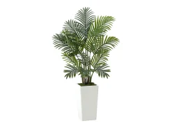Palmeira Artificial Areca SucceBuy, 1,2 m, Planta Artificial Tropical em Vaso Branco, Lote de 2, Falsa Árvore Tropical Palmeira Areca, Planta Falsa para Escritório