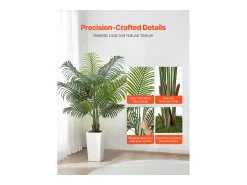 Palmeira Artificial Areca SucceBuy, 1,5 m, Planta Artificial Tropical em Vaso Branco, Falsa Árvore Tropical Palmeira Areca, Planta Falsa para Sala