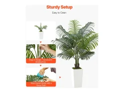 Palmeira Artificial Areca SucceBuy, 1,5 m, Planta Artificial Tropical em Vaso Branco, Falsa Árvore Tropical Palmeira Areca, Planta Falsa para Sala
