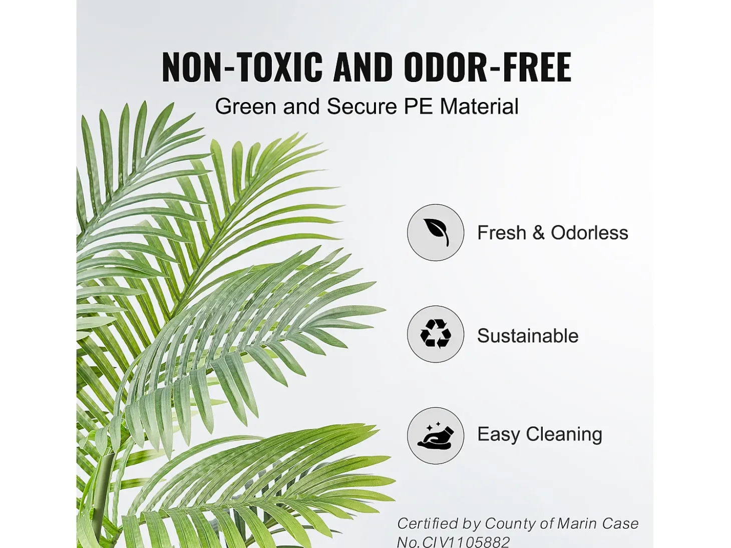 Palmeira Artificial de Cana Dourada SucceBuy 2m, Planta falsa Verde Decorativa Realista