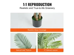 Palmeira Artificial de Cana Dourada SucceBuy 2m, Planta falsa Verde Decorativa Realista