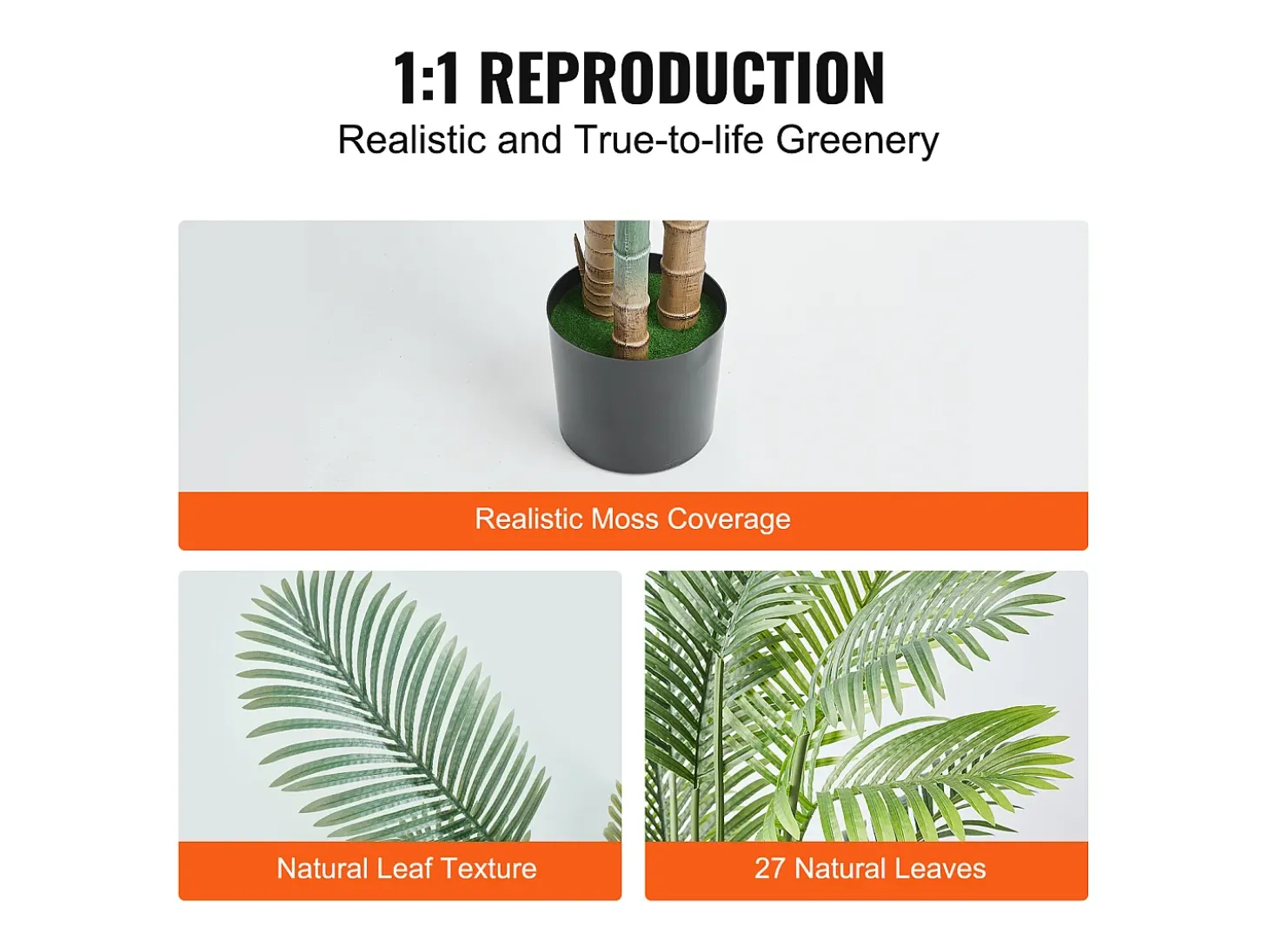 Palmeira Artificial de Cana Dourada SucceBuy 2m, Planta falsa Verde Decorativa Realista