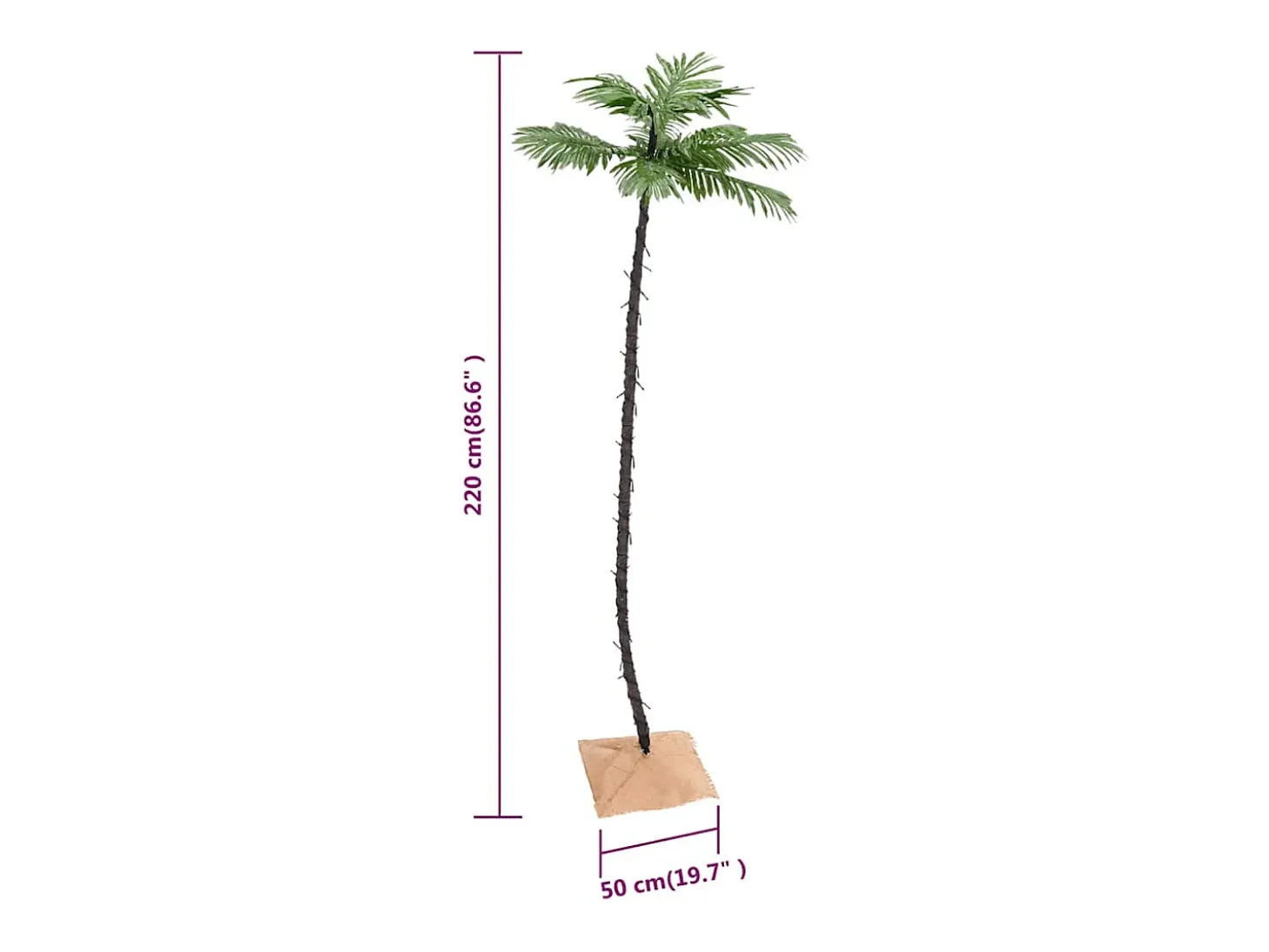 Palmeira c/ 136 luzes LED 220 cm branco quente
