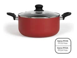 Panela de alumínio antiaderente de 24cm Livoo MEP150R Vermelha - Todos os fogões de indução