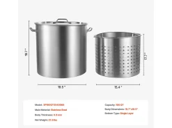 Panela de Aço Inoxidável SucceBuy, 94,6 L, com Tampa Tipo Cesto para Cozinhar