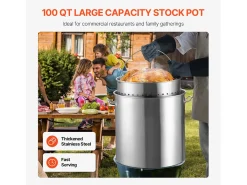 Panela de Aço Inoxidável SucceBuy, 94,6 L, com Tampa Tipo Cesto para Cozinhar