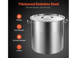 Panela de Aço Inoxidável SucceBuy, 94,6 L, com Tampa Tipo Cesto para Cozinhar
