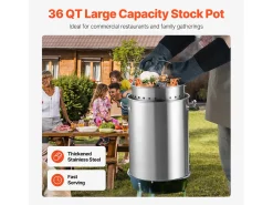 Panela de Aço Inoxidável SucceBuy, 34 L, com Tampa Tipo Cesto para Cozinhar