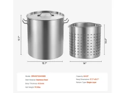 Panela de Aço Inoxidável SucceBuy, 60,5 L, com Tampa Tipo Cesto para Cozinhar