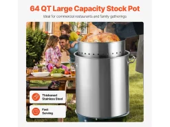 Panela de Aço Inoxidável SucceBuy, 60,5 L, com Tampa Tipo Cesto para Cozinhar