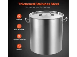 Panela de Aço Inoxidável SucceBuy, 60,5 L, com Tampa Tipo Cesto para Cozinhar