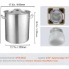 Panela de Aço Inoxidável SucceBuy de 42 L com Coador e Tampa para Cozimento, Perfeita para Preparações Culinárias e Eventos