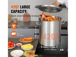 Panela de Aço Inoxidável SucceBuy de 42 L com Coador e Tampa para Cozimento, Perfeita para Preparações Culinárias e Eventos