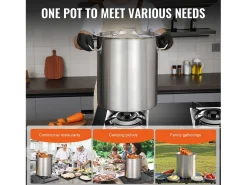 Panela de Aço Inoxidável SucceBuy de 42 L com Coador e Tampa para Cozimento, Perfeita para Preparações Culinárias e Eventos