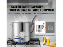 Panela de Fermentação SucceBuy de Aço Inoxidável de 19L, Chaleira de Fundo Triplo, Suprimentos para Fabricação de Cerveja Caseira, Tampa, Termômetro