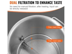 Panela de Fermentação SucceBuy de Aço Inoxidável de 19L, Chaleira de Fundo Triplo, Suprimentos para Fabricação de Cerveja Caseira, Tampa, Termômetro