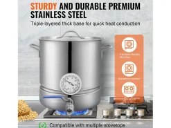 Panela de Fermentação SucceBuy de Aço Inoxidável de 19L, Chaleira de Fundo Triplo, Suprimentos para Fabricação de Cerveja Caseira, Tampa, Termômetro