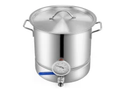 Panela de Fermentação SucceBuy de Aço Inoxidável de 19L, Chaleira de Fundo Triplo, Suprimentos para Fabricação de Cerveja Caseira, Tampa, Termômetro
