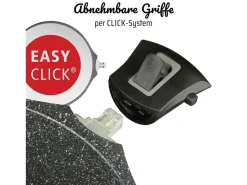 Panela de fundição de alumínio 28 cm Easy Click com cabo removível e revestimento pedra VITAFLON GRANIT sem PFAS, compatível com indução