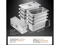 Panela de Hotel SucceBuy, Lote de 8, Profunda 15 cm, em Aço Inoxidável com Tampa, para Uso Comercial e Industrial