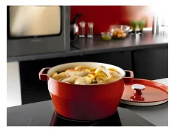 Panela redonda de ferro fundido Slow Cook de 6,3 L com revestimento antiaderente