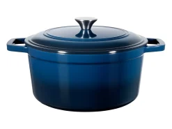 Panela SucceBuy de Ferro Fundido 5,68 L, Panela Esmaltada com Tampa e Duas Alças, Resistente e Durável, para Fornos de Indução até 260 °C, Azul