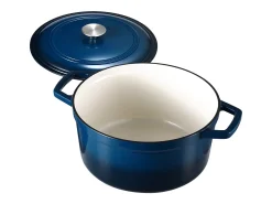 Panela SucceBuy de Ferro Fundido 5,68 L, Panela Esmaltada com Tampa e Duas Alças, Resistente e Durável, para Fornos de Indução até 260 °C, Azul