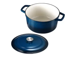 Panela SucceBuy de Ferro Fundido 5,68 L, Panela Esmaltada com Tampa e Duas Alças, Resistente e Durável, para Fornos de Indução até 260 °C, Azul