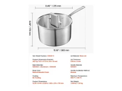 Panela SucceBuy em Aço Inoxidável 3,8 L, Panela com Tampa de Vidro E Cabo Ergonomico, Antiaderente, Lavável na Lava-Louças, Utensílio de Cozinha