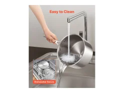 Panela SucceBuy em Aço Inoxidável 3,8 L, Panela com Tampa de Vidro E Cabo Ergonomico, Antiaderente, Lavável na Lava-Louças, Utensílio de Cozinha
