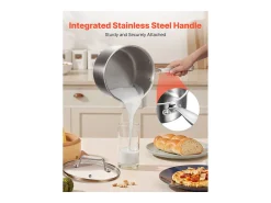 Panela SucceBuy em Aço Inoxidável 3,8 L, Panela com Tampa de Vidro E Cabo Ergonomico, Antiaderente, Lavável na Lava-Louças, Utensílio de Cozinha