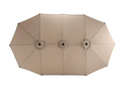 Parasol deportado - aço e tecido 100% de poliéster - para varanda de jardim de praia - sem base - 294x294x250cm - cáqui