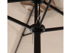 Parasol deportado - aço e tecido 100% de poliéster - para varanda de jardim de praia - sem base - 453x267x255cm - cáqui