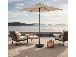 Parasol deportado para varanda de jardim de praia - aço e tecido 100% poliéster - sem base - 264x264x250cm - chaque