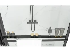 Parede De Chuveiro Rea Bler 100 Black + Prateleira E Cabide Evo