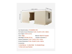 Paredes Laterais para Capa de Gazebo Inverno SucceBuy, 3,44x4,66 m, Cobertura para Gazebo para Todas as Estações, com Janelas de Rede, Material PE de Alta Densidade