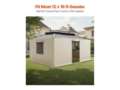 Paredes Laterais para Capa de Gazebo Inverno SucceBuy, 3,44x4,66 m, Cobertura para Gazebo para Todas as Estações, com Janelas de Rede, Material PE de Alta Densidade