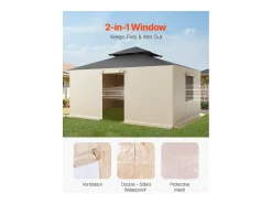 Paredes Laterais para Capa de Gazebo Inverno SucceBuy, 3,44x4,66 m, Cobertura para Gazebo para Todas as Estações, com Janelas de Rede, Material PE de Alta Densidade