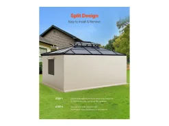 Paredes Laterais para Capa de Gazebo Inverno SucceBuy, 3,44x4,66 m, Cobertura para Gazebo para Todas as Estações, com Janelas de Rede, Material PE de Alta Densidade