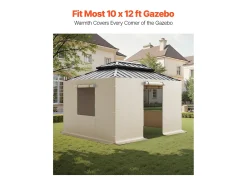 Paredes Laterais para Capa de Gazebo Inverno SucceBuy, 3,1x3,6 m, Cobertura para Gazebo para Todas as Estações, com Janelas de Rede, Material PE de Alta Densidade