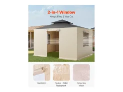 Paredes Laterais para Capa de Gazebo Inverno SucceBuy, 3,1x3,6 m, Cobertura para Gazebo para Todas as Estações, com Janelas de Rede, Material PE de Alta Densidade