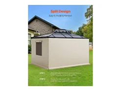 Paredes Laterais para Capa de Gazebo Inverno SucceBuy, 3,1x3,6 m, Cobertura para Gazebo para Todas as Estações, com Janelas de Rede, Material PE de Alta Densidade