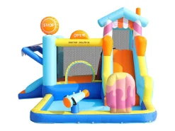Parque aquático insuflável 7 em 1 para crianças - 395 x 340 x 236 cm - Oxford - com soprador - Azul