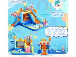 Parque aquático insuflável 7 em 1 para crianças - 395 x 340 x 236 cm - Oxford - com soprador - Azul