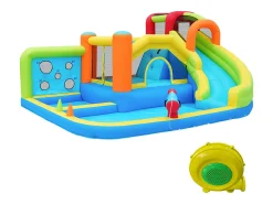 Parque aquático insuflável 7 em 1 para crianças - 410 x 315 x 203 cm - Oxford - com soprador - Azul