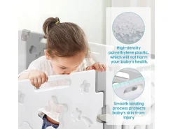 Parque Baby, parque de portal de barreira de segurança, parque de plástico ecológico do bebê, grade de proteção plástica com porta (10 painéis）- cinza