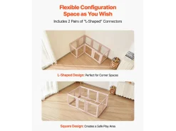 Parque de Parto SucceBuy para Cão, 154 x 100 x 60 cm, Caixa de Parto para Filhotes, com Janelas Transparentes e Fechadura, Moldura Rosa Claro