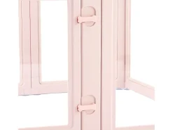Parque de Parto SucceBuy para Cão, 154 x 100 x 60 cm, Caixa de Parto para Filhotes, com Janelas Transparentes e Fechadura, Moldura Rosa Claro