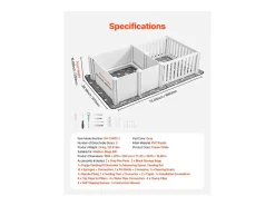 Parque de Parto SucceBuy para Cão, 186,5x97x50 cm, Caixa de Parto para Filhotes, com Porta Altura Ajustável, Caixa de Nascimento de Plástico PVC